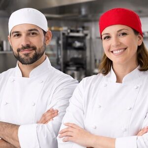Professional Chef Hat Set - Red and White